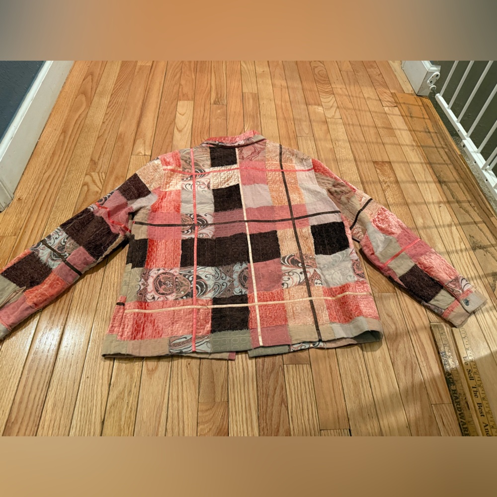 Velvet Patchwork Beaded Button-Up Jacket Boho Fes… - image 8